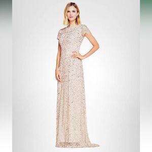 Adrianna Papell NWT Sequin Evening Gown in Blush SZ 6